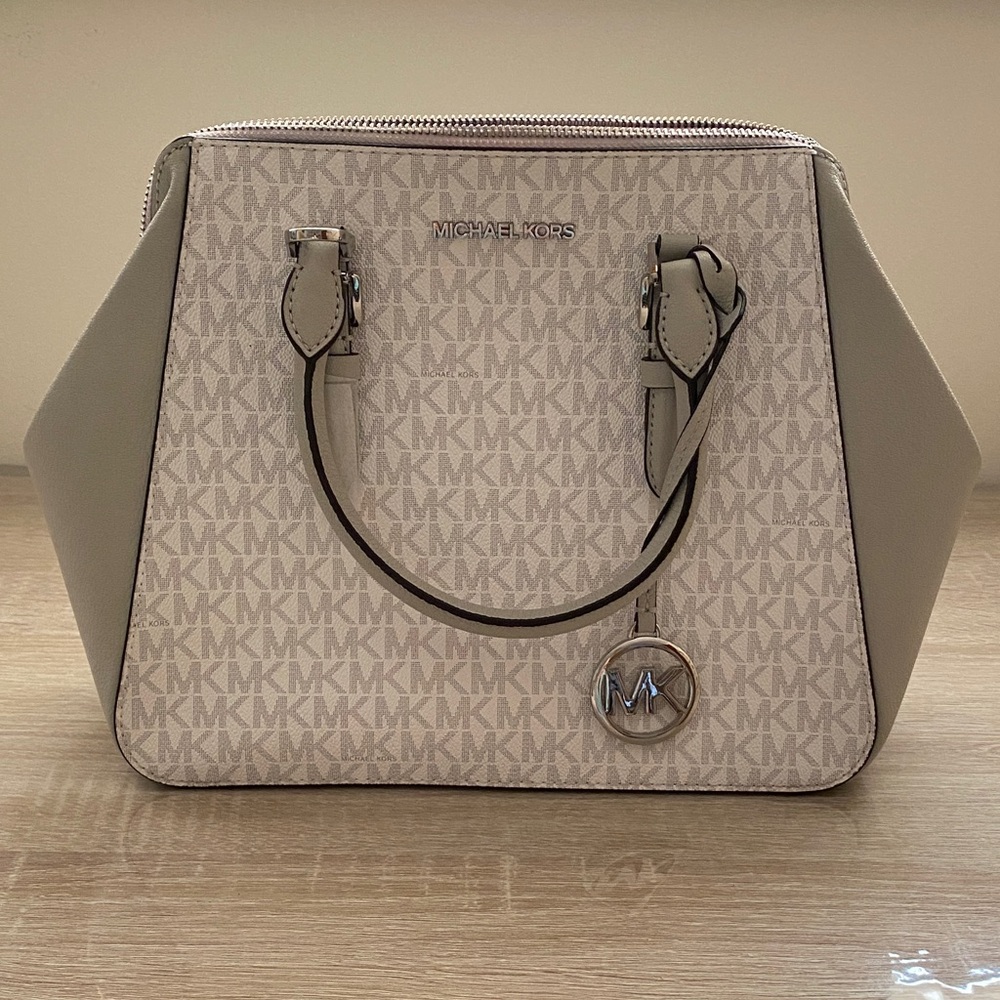 Michael Kors Cream and Gray Satchel